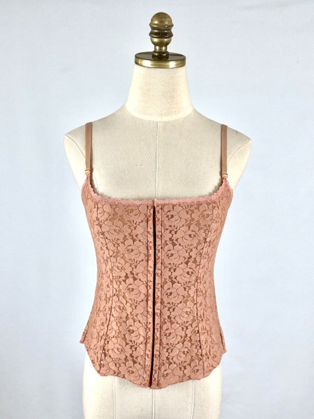 Forever 21 Pink Lace Floral Corset Tank Top Coquette Feminine Regency Fairy